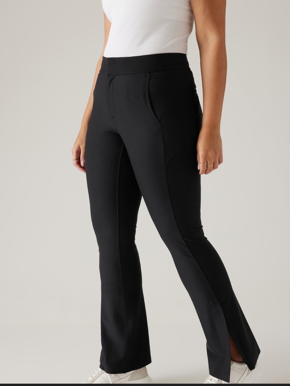 Athleta Stellar Flare Trouser Pants Size 8 Black EuroLuxe Work Travel
